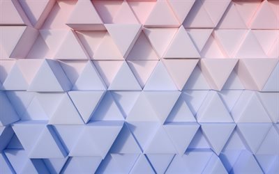 triangles textures, 4k, pink and violet triangles, geometry, violet backgrounds, 3D textures, geometric shapes, triangles