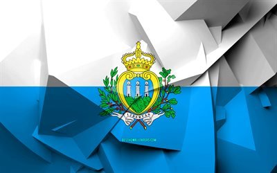4k, Lippu San Marino, geometrinen taide, Euroopan maissa, San Marinon lippu, luova, San Marino, Euroopassa, San Marino 3D flag, kansalliset symbolit