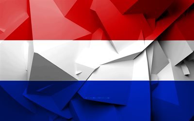 4k, Flag of Netherlands, geometric art, European countries, Dutch flag, creative, Netherlands, Europe, Netherlands 3D flag, national symbols