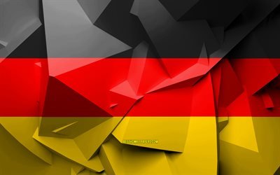 4k, Flag of Germany, geometric art, European countries, German flag, creative, Germany, Europe, Germany 3D flag, national symbols