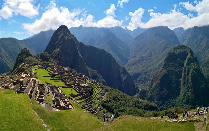 Machu Picchu, Inka staden, gamla staden, bergslandskapet, stenar, berg, Peru, &#214;stra Cordillera