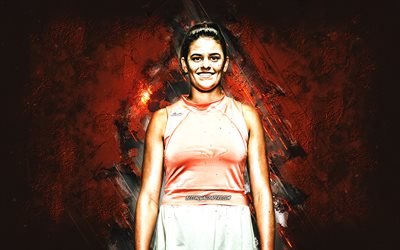 Jennifer Brady, WTA, American tennis player, red stone background, Jennifer Brady art, tennis