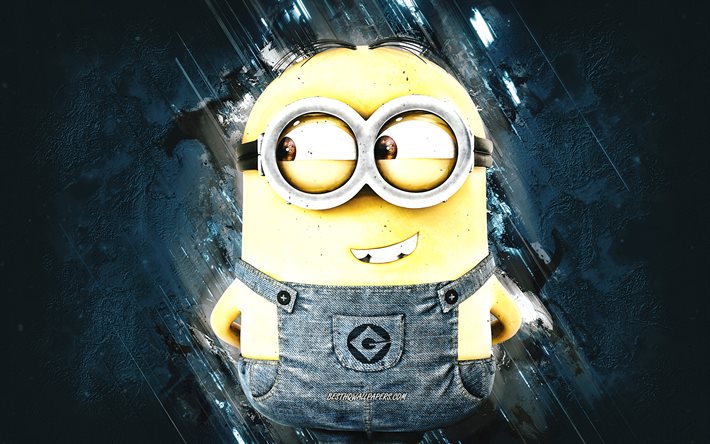 Dave, Despicable Me, minions, Dave the Minion, blue stone background, Despicable Me characters, Dave Minion