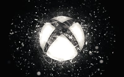 شعار Xbox الأبيض, 4 ك, أضواء النيون البيضاء, إبْداعِيّ ; مُبْتَدِع ; مُبْتَكِر ; مُبْدِع, خلفية مجردة سوداء, شعار Xbox, سیستم عامل, اكس بوكس