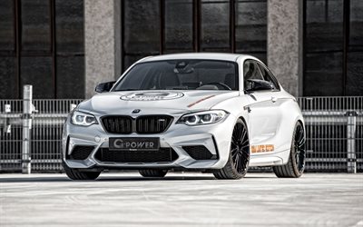 2021, G-Power G2M Limited Edition, 4k, front view, exterior, BMW M2 Competition, white sports coupe, M2 tuning, German sports cars, BMW