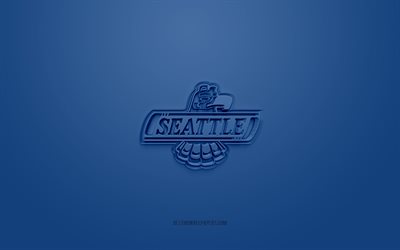 Seattle Thunderbirds, creative 3D logo, blue background, 3d emblem, American hockey team club, WHL, Kent, Washington, USA, Canada, 3d art, hockey, Seattle Thunderbirds 3d logo