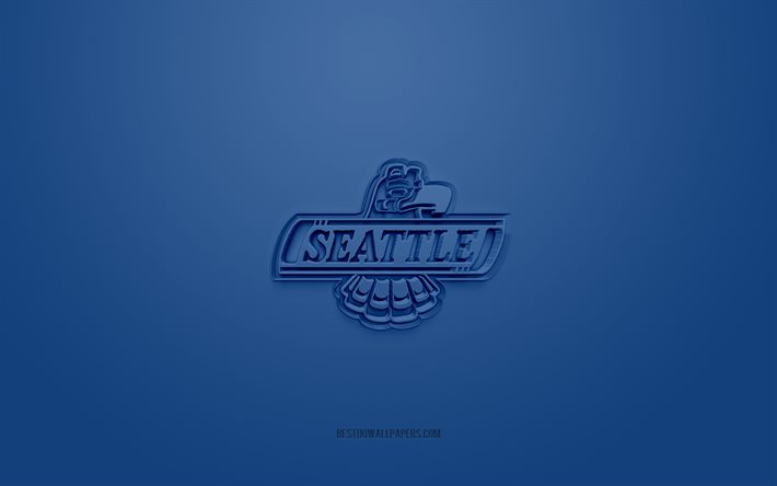seattle thunderbirds, kreatives 3d-logo, blauer hintergrund, 3d-emblem, american hockey team club, whl, kent, washington, usa, kanada, 3d-kunst, hockey, seattle thunderbirds 3d-logo