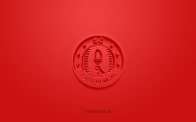 SC East Bengal, creative 3D logo, red background, 3d emblem, Indian football club, Indian Super League, Kolkata, India, 3d art, football, SC East Bengal 3d logo