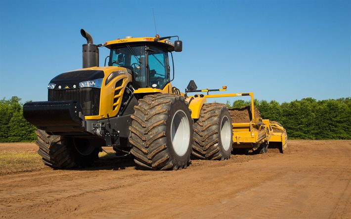 Challenger MT975E, kynt&#246;pelto, 2021 traktorit, maatalouskoneet, keltainen traktori, traktori pellolla, maatalous, Challenger MT900E -sarja, sato, Challenger