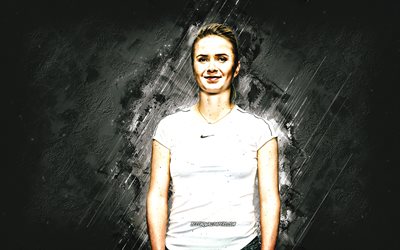 Elina Svitolina, WTA, Ukrainian tennis player, white stone background, Elina Svitolina art, tennis