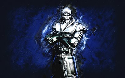 Fortnite Silver Foil Doctor Doom Skin, Fortnite, main characters, blue stone background, Silver Foil Doctor Doom, Fortnite skins, Silver Foil Doctor Doom Skin, Silver Foil Doctor Doom Fortnite, Fortnite characters
