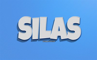 Silas, blue lines background, wallpapers with names, Silas name, male names, Silas greeting card, line art, picture with Silas name