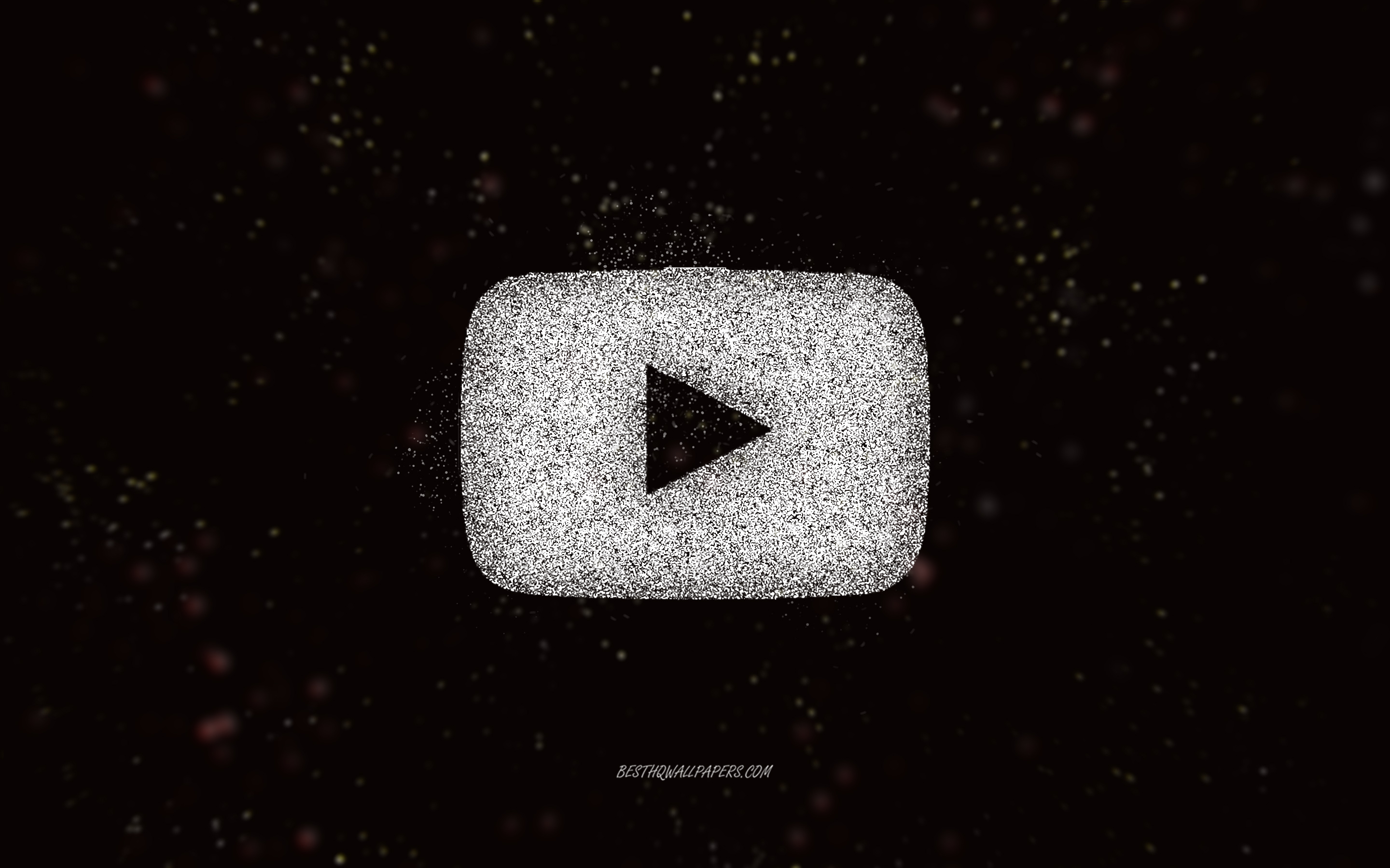 Download wallpapers YouTube glitter logo, black background, YouTube logo,  white glitter art, YouTube, creative art, YouTube white glitter logo for  desktop with resolution 2880x1800. High Quality HD pictures wallpapers