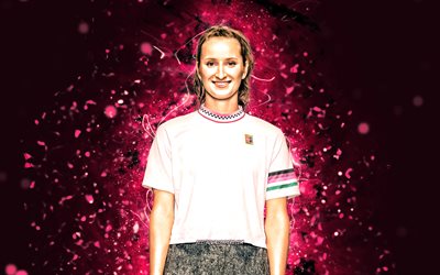 Marketa Vondrousova, 4k, czech tennis players, WTA, purple neon lights, tennis, fan art, Marketa Vondrousova 4K