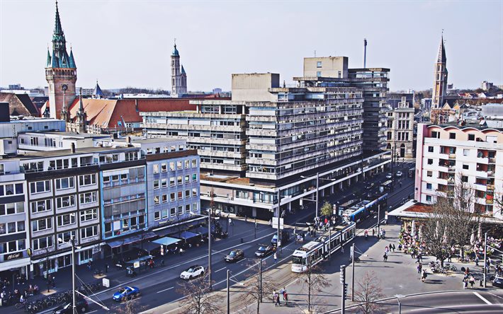4k, Braunschweig, rues, paysages urbains d&#39;horizon, villes allemandes, Europe, Allemagne, villes d&#39;Allemagne, Braunschweig Allemagne
