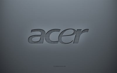 エイサーのロゴ, 灰色の創造的な背景, エイサーエンブレム, 灰色の紙の質感, エイサー, 灰色の背景, Acer3dロゴ