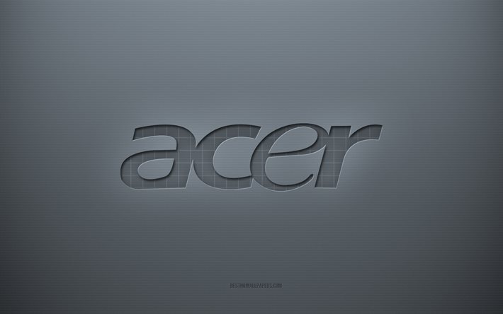 エイサーのロゴ, 灰色の創造的な背景, エイサーエンブレム, 灰色の紙の質感, エイサー, 灰色の背景, Acer3dロゴ