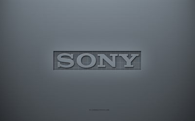 Sony logo, gray creative background, Sony emblem, gray paper texture, Sony, gray background, Sony 3d logo