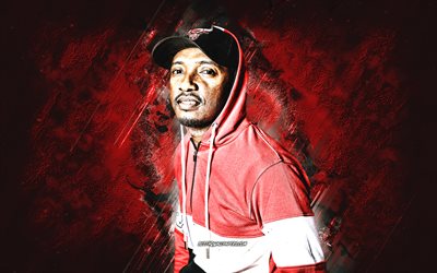 sopran, franz&#246;sischer rapper, sagte mroumbaba, sopran-kunst, roter steinhintergrund, grunge-kunst