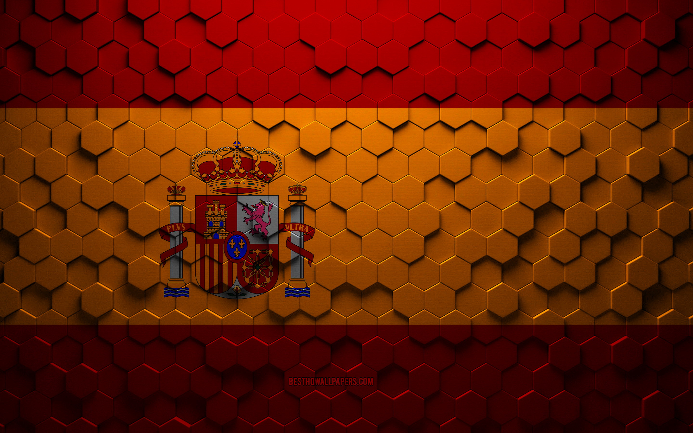ダウンロード画像 スペインの旗 ハニカムアート スペインの六角形の旗 スペイン 3d六角形アート スペイン国旗 画面の解像度 x1800 壁紙デスクトップ上