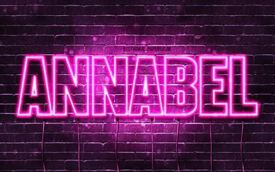 Annabel, 4k, wallpapers with names, female names, Annabel name, purple neon lights, Happy Birthday Annabel, picture with Annabel name