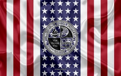 California State University Dominguez Hills Emblem, American Flag, California State University Dominguez Hills logo, Carson, California, USA, Emblem of California State University Dominguez Hills