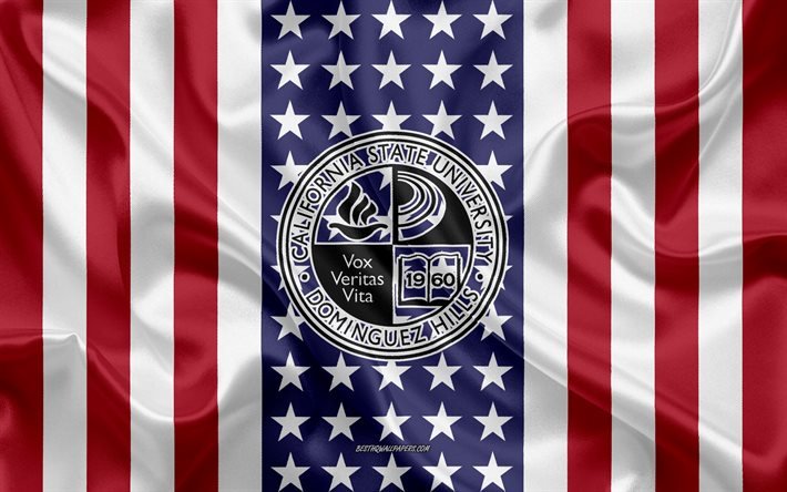 California State University Dominguez Hills Emblem, Amerikanska Flaggan, California State University Dominguez Hills logotyp, Carson, Kalifornien, USA, Emblem of California State University Dominguez Hills