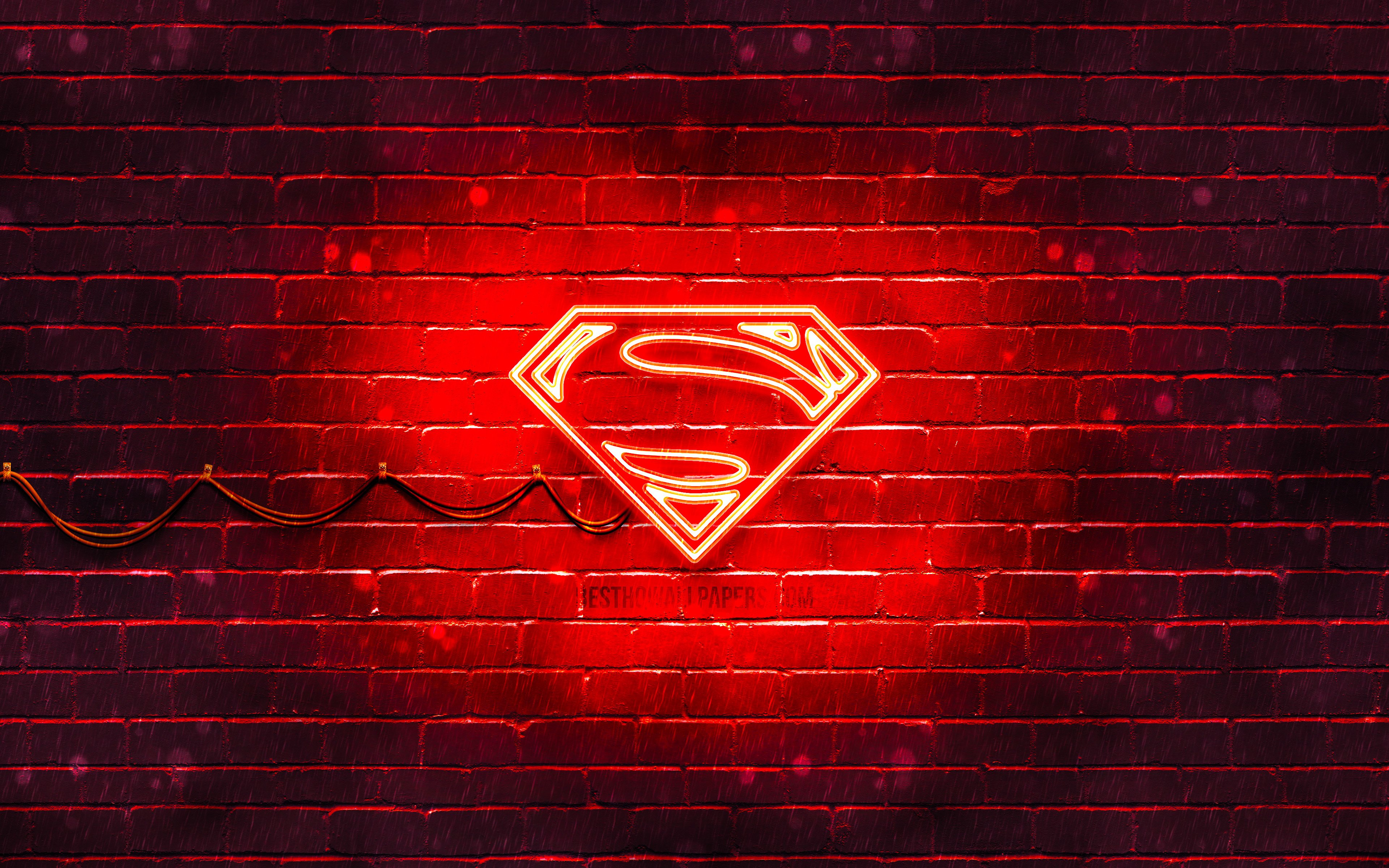 ダウンロード画像 スーパーマン赤ロゴ 4k 赤brickwall スーパーマンマーク 嵐 スーパーマンネオンのロゴ スーパーマン 画面の解像度 3840x2400 壁紙デスクトップ上