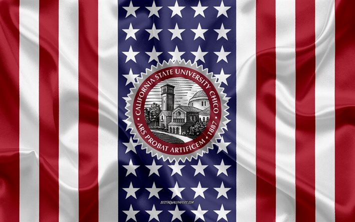 La Universidad Estatal de California, Chico Emblema, Bandera Americana, la Universidad Estatal de California, Chico logotipo, Chico, California, estados UNIDOS, Emblema de la Universidad Estatal de California