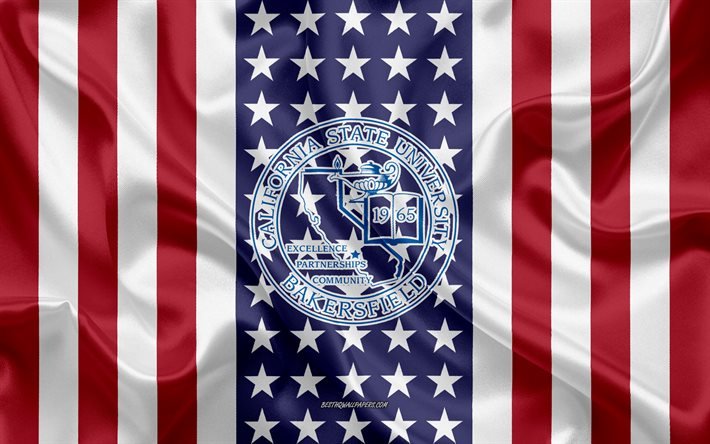 جامعة ولاية كاليفورنيا بيكرسفيلد شعار, العلم الأمريكي, بيكرسفيلد, كاليفورنيا, الولايات المتحدة الأمريكية, شعار جامعة ولاية كاليفورنيا في بيكرسفيلد