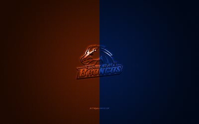 Boise State Broncos logotipo, American club de f&#250;tbol de la NCAA, naranja-logo azul, naranja-azul de fibra de carbono de fondo, f&#250;tbol Americano, de Boise, Idaho, estados UNIDOS, de la Boise State Broncos