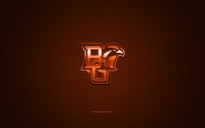 Bowling Green Falc&#245;es logotipo, Americano futebol clube, NCAA, logotipo laranja, laranja fibra de carbono de fundo, Futebol americano, Bowling Green, Ohio, EUA, Bowling Green Falcons