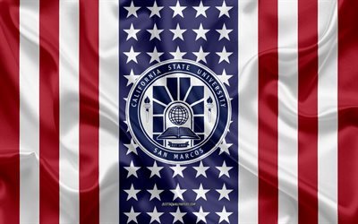 California State University San Marcos Emblem, Amerikanska Flaggan, California State University San Marcos logotyp, San Marcos, Kalifornien, USA, Emblem of California State University San Marcos