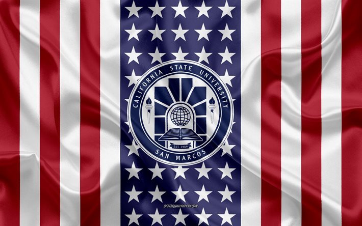California State University San Marcos Emblem, American Flag, California State University San Marcos logo, San Marcos, California, USA, Emblem of California State University San Marcos