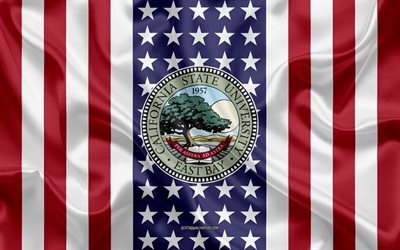 california state university east bay, wappen, amerikanische flagge, california state university-east bay-logo, hayward, california, usa, wahrzeichen der california state university east bay
