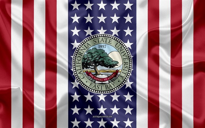 Universit&#233; d&#39;&#201;tat de californie &#224; l&#39;Est de la Baie d&#39;Embl&#232;me, le Drapeau Am&#233;ricain de l&#39;Universit&#233; d&#39;&#201;tat de Californie &#224; l&#39;Est de la Baie de logo, Hayward, Californie, etats-unis, l&#39;Embl
