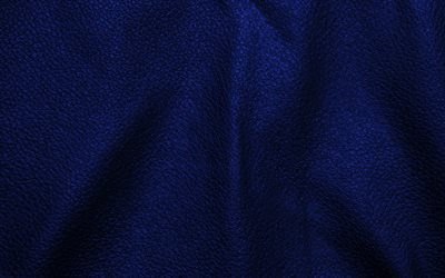 紺色の革の背景, 4k, 波皮革, 革の背景, 皮革, 紺色の皮革
