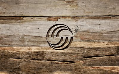 Airbus wooden logo, 4K, wooden backgrounds, brands, Airbus logo, creative, wood carving, Airbus