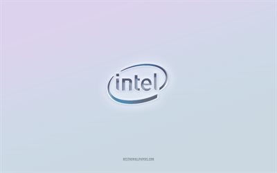 Intel logo, cut out 3d text, white background, Intel 3d logo, Intel emblem, Intel, embossed logo, Intel 3d emblem