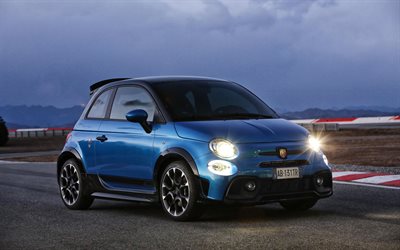 abarth 695 tributo 131 rally, 4k, phares, 2022 voitures, chemin de c&#226;bles, tuning, abarth