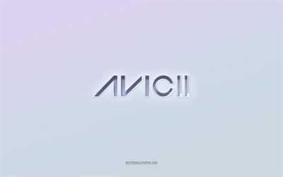 avicii-logotyp, utskuren 3d-text, vit bakgrund, avicii 3d-logotyp, avicii-emblem, avicii, präglad logotyp, avicii 3d-emblem