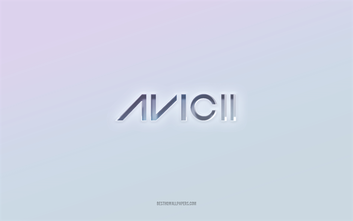 Avicii logo, cut out 3d text, white background, Avicii 3d logo, Avicii emblem, Avicii, embossed logo, Avicii 3d emblem