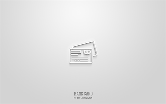 Bank card 3d icon, white background, 3d symbols, Bank card, finance icons, 3d icons, Bank card sign, finance 3d icons