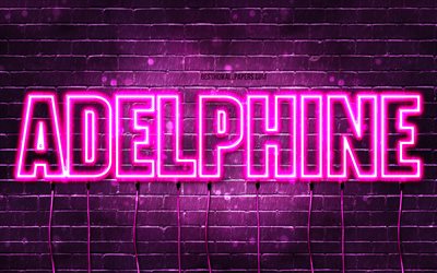grattis p&#229; f&#246;delsedagen adelphine, 4k, rosa neonljus, adelphine namn, kreativ, adelphine grattis p&#229; f&#246;delsedagen, adelphine birthday, popul&#228;ra franska kvinnonamn, bild med adelphine namn, adelphine