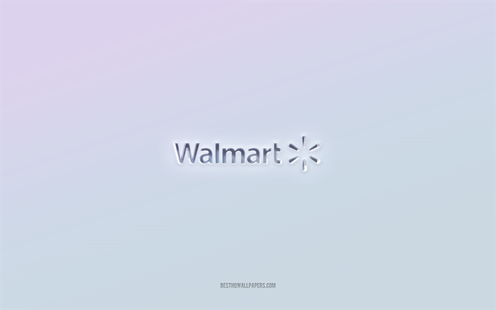 Walmart logo, cut out 3d text, white background, Walmart 3d logo, Walmart emblem, Walmart, embossed logo, Walmart 3d emblem