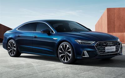 2022, Audi A7 L S line, front view, new blue A7 L, luxury cars, A7 L, German cars, Audi A7L, sedan, Audi