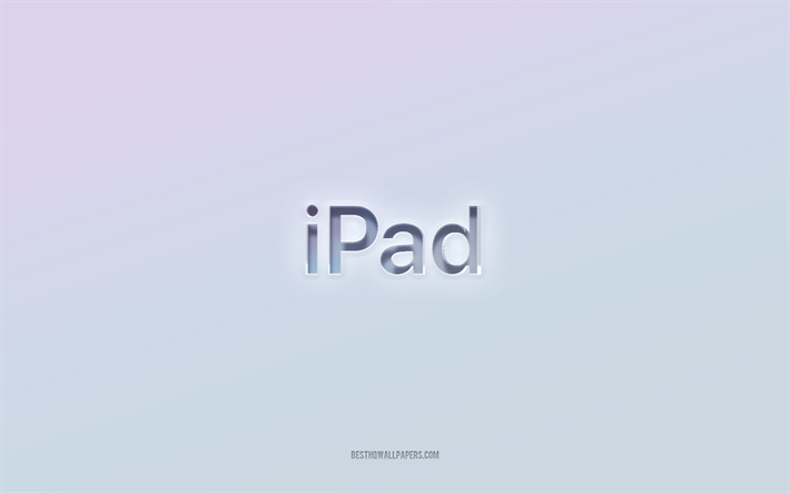 IPad logo, cut out 3d text, white background, IPad 3d logo, IPad emblem, IPad, embossed logo, IPad 3d emblem