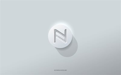 ネームコインのロゴ, 灰色の創造的な背景, ネームコインのエンブレム, 灰色の紙の質感, ネームコイン, 灰色の背景, ネームコイン3dロゴ