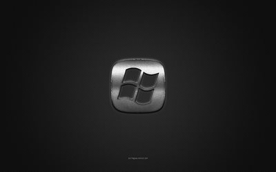 Windows 11 logo, silver shiny logo, Windows 11 metal emblem, Windows, gray carbon fiber texture, Windows 11, brands, creative art, Windows 11 emblem, Windows logo