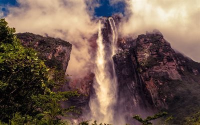 Angel Falls, Churun-Merun, Salto Angel, penhascos, montanhas, Bolivar, Venezuela